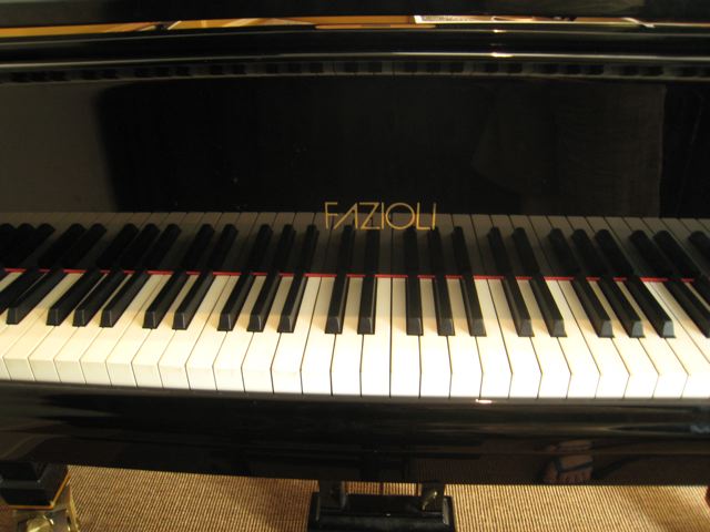 Fazioli piano logo and keys